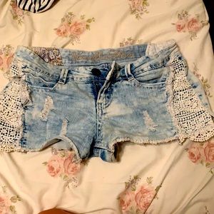 light blue jean shorts